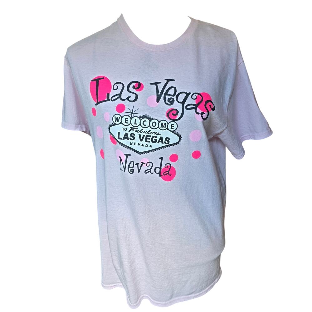Vintage Coquette Y2k Las Vegas Pink T-Shirt Womens Size Medium